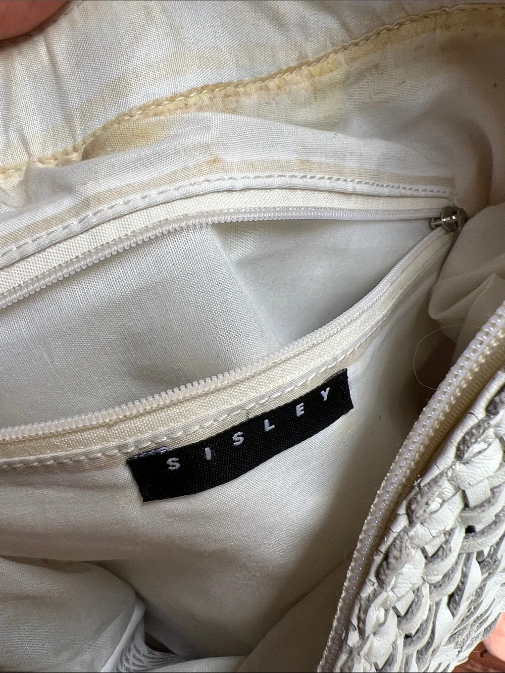 Sisley Vintage Woven Sequin Hobo Bag - Cream